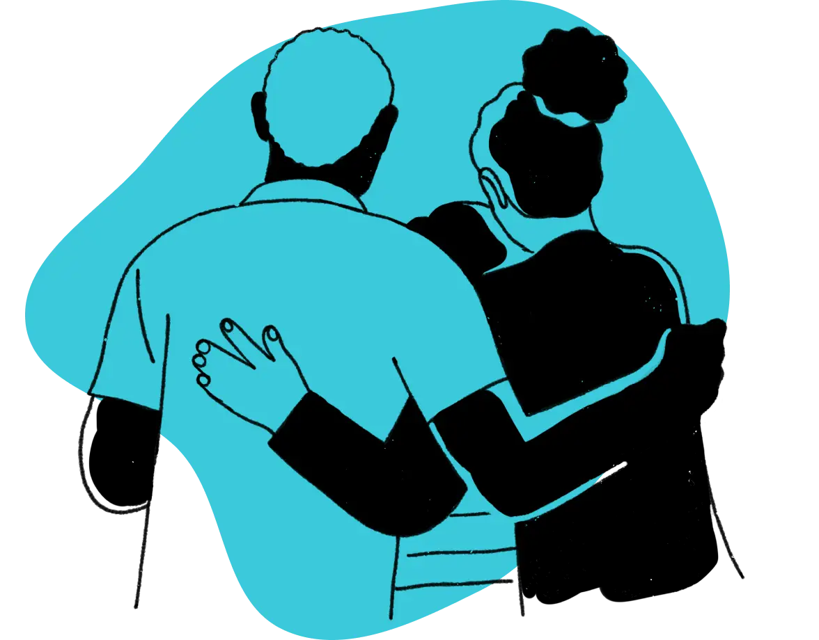 Illustration of two people embracing each other