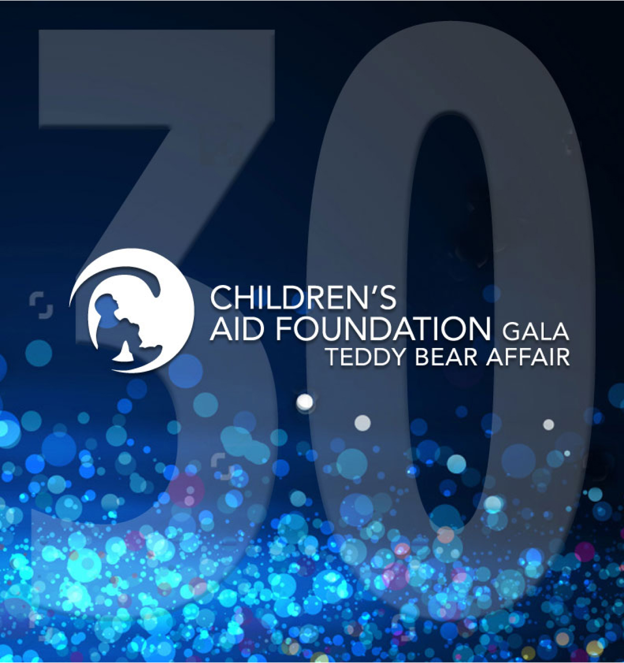 Children’s Aid Foundation 30th Annual Gala – Teddy Bear Affair banner image with blue sparkles at the base