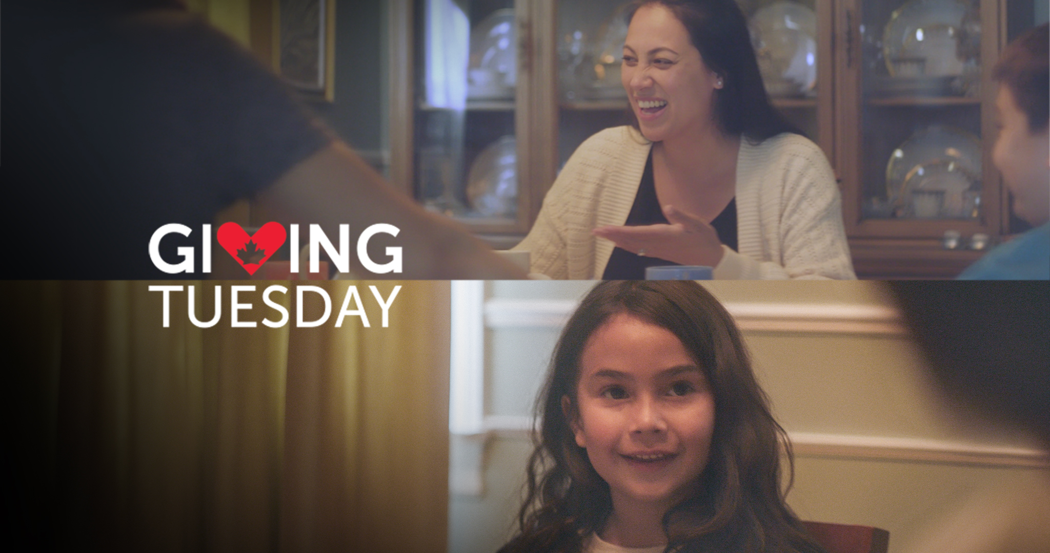 young girl and family eating dinner - Giving Tuesday