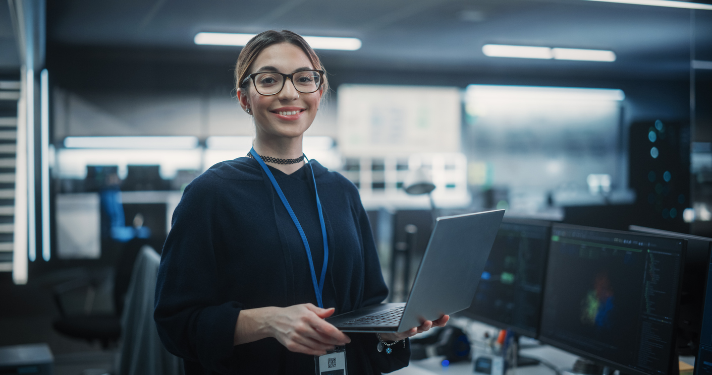 Girl holding a laptop