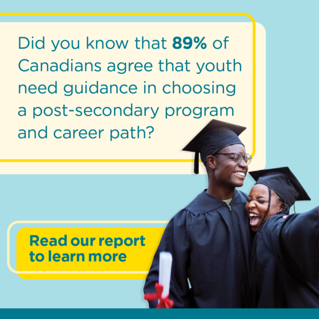 Did you know that 89% of Canadians agree that youth need guidance in choosing a post-secondary program and career path? Read our report to learn more.